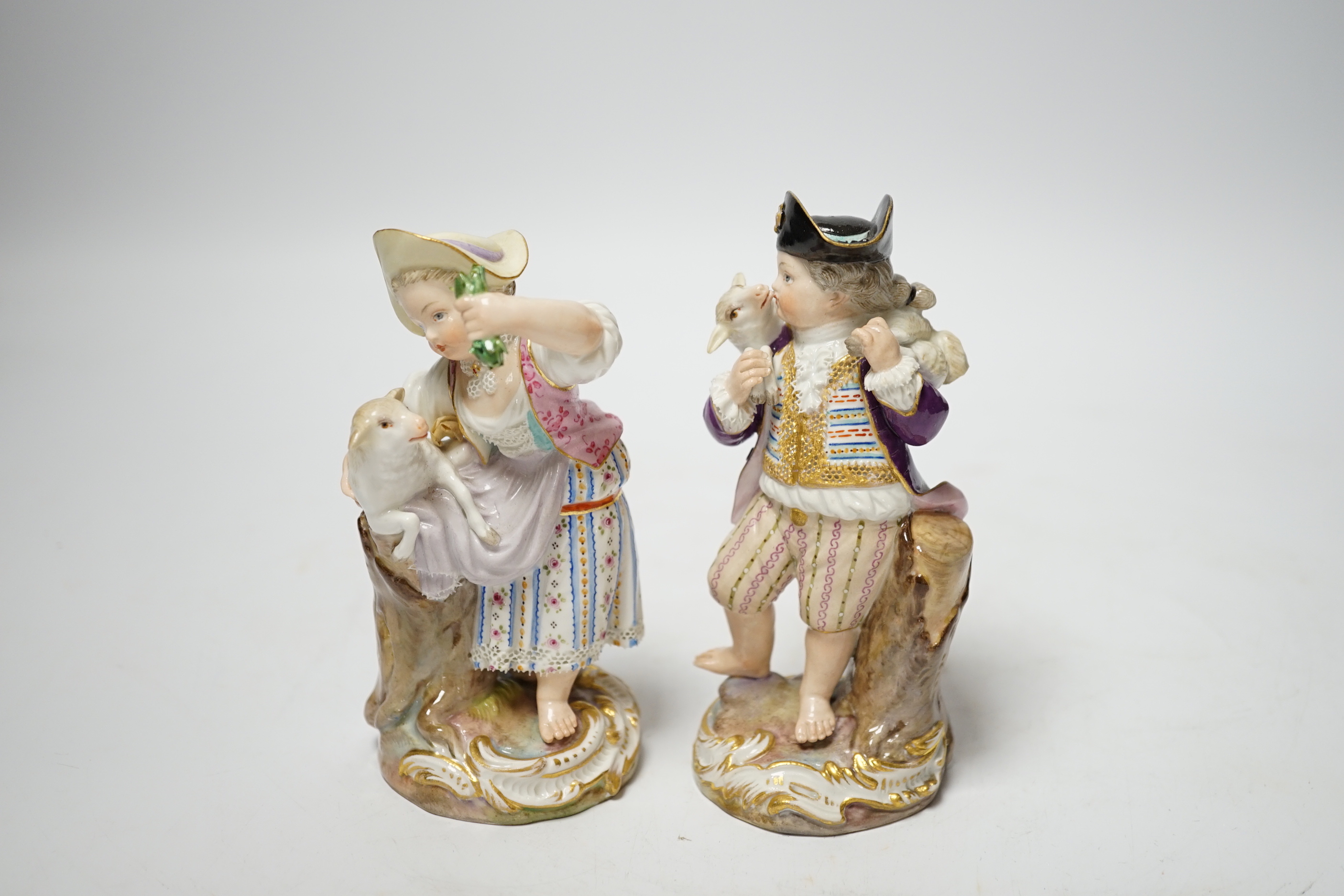 A pair of late 19th century Meissen figures, incised F19 and F20, tallest 12cm